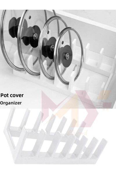 Myend Organizator alb pentru capac de oală, ingenios pentru a se potrivi cu i...
