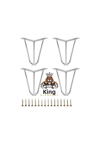 KRAL HIRDAVAT Shaft Metal Chrome Furniture Leg 18 cm Multi-Purpose Leg, Armchair, Tv Unit, Base Leg, 4 Pieces