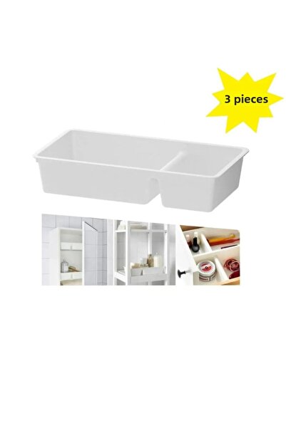 IKEA منظم أدراج مكون من 3 أقسام أصلي 33x17x6 سم بلاستيك بولي بروبيلين