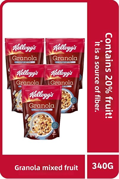 Kellogg's 5 قطع جرانولا فواكه مشكلة - 45% شوفان، 20% فواكه مجففة، 340 جرام