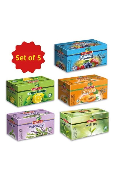 Altıncezve عبوة مكونة من 5 قطع من الشاي المذهل - النعناع والليمون والجزيرة وكرنفال الفاكهة والغاي الأخضر والشكل المقلوب
