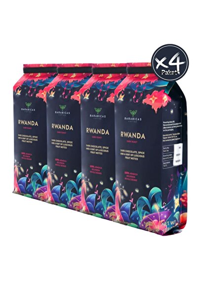 BARABICAS رواندا 100٪ أرابيكا بوربون -1 كجم قهوة أساسية - طحلب داكن - 4x250 غرام