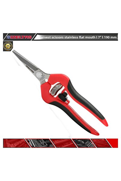İzeltaş Foarfecă de recoltare din oțel inoxidabil - cu gura plată, 7” - 190 mm