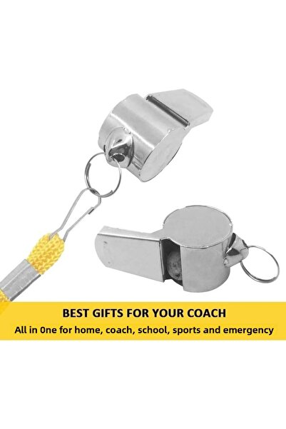 Valetto Fluier de cutremur din metal inoxidabil de calitate 2 buc, arbitru, fluier de salvare