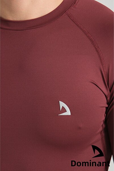 DOMİN SPOR Men's Long Sleeve Burgundy Fit Compression Sports Body Tshirt