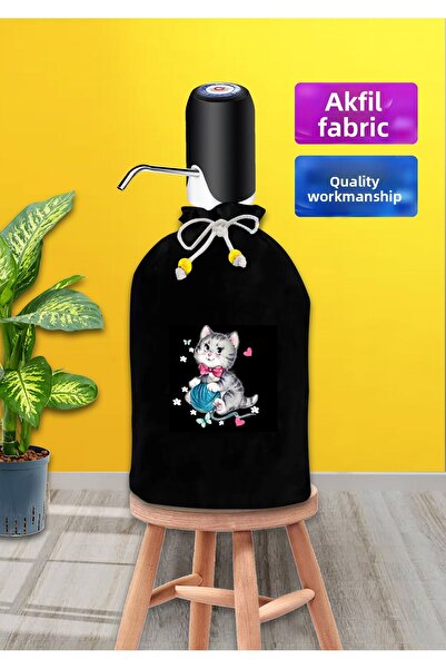 enmalife Black Bottle Cover Black Fabric Bottle Cover with Stuffed Cat Print