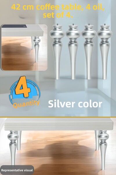 Badem10 Picior de masă de cafea din plastic Drop 4 bucăți 42 cm argintiu picior de masă de cafea centrală picior de masă de cafea combinată picioare de mobilier gri