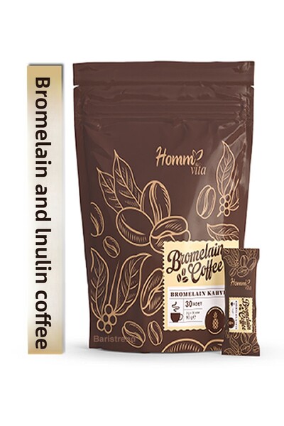 HOMM VİTA بروميلين وإنولين (جذر نبات القلقاس) قهوة 3 جرام × 30 قطعة باريستريند