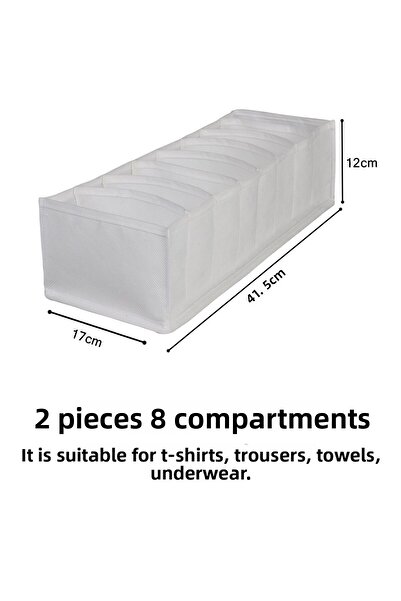 REKHOME Set de 2 dulap alb cu 8 compartimente în interiorul sertarului tip acordeon Organizator pliabil pentru rufe