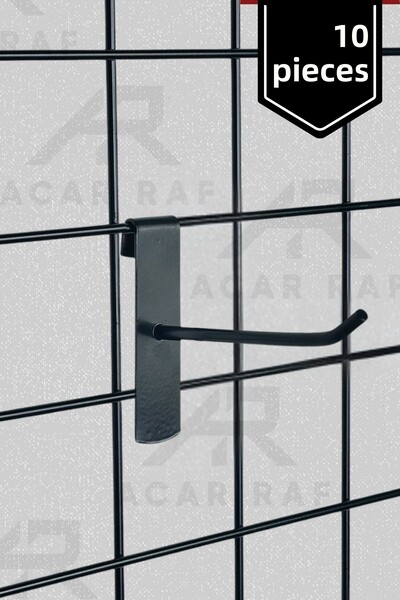 Acar Raf خطاف لوح سلك أسود 10 قطع رف 15 سم وقضيب سلك شماعة سلك