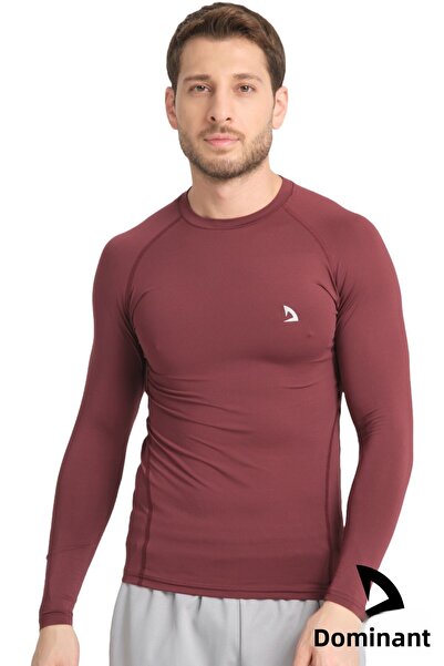 DOMİN SPOR Men's Long Sleeve Burgundy Fit Compression Sports Body Tshirt