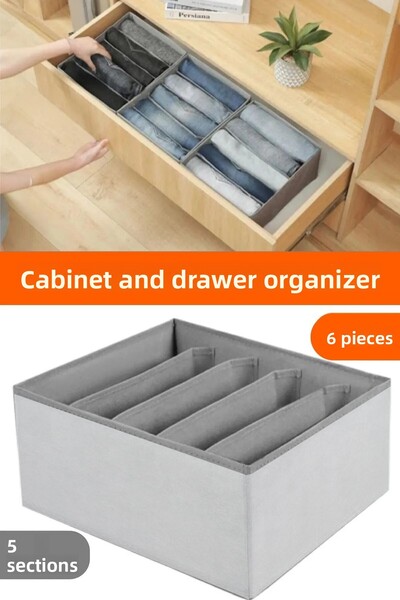 Ekici home textile 6 Pcs 5 Compartments Closet-Drawer Inside Clothes Jeans Sw...