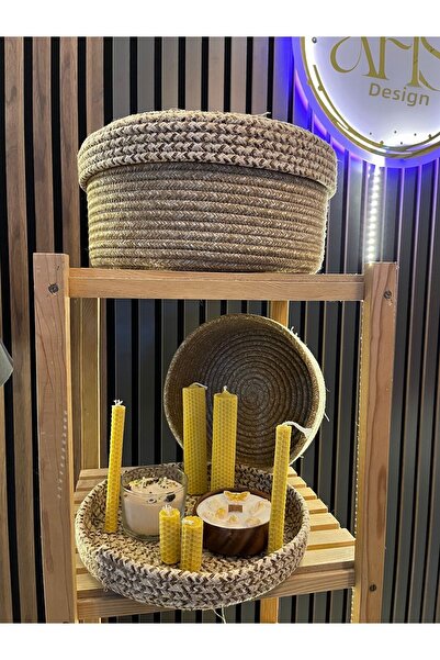 Home Set de coșuri din paie de iută naturală cu capac