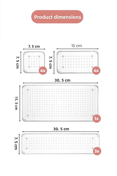 Evlinya Ντουλάπι 12 τεμαχίων - Οργανωτής μακιγιάζ κοσμημάτων σε συρτάρι