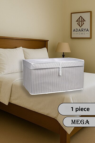 ADARYA HOME صندوق حصص كبير الحجم مقاس 60x40x30 - قطعة واحدة مع غطاء