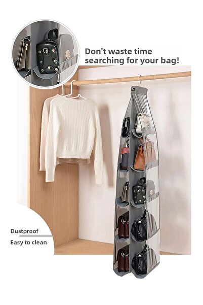 Smyak 10 Pockets In-Cabinet Bag and Shoe Organizer Large Volume Organizer with Transparent Windows 125cmx37cm