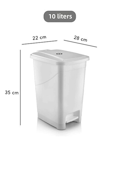 Carat Home Slim Pedal Bathroom Kitchen Trash Can - 10 Liters - White