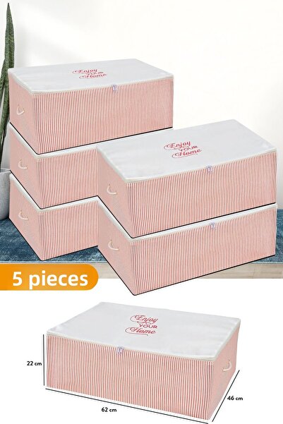 Serstil 5 Τεμάχια - Μεγάλο Μέγεθος κάτω από την κρεβατοκάμαρα Ροζ ριγέ τσάντα...