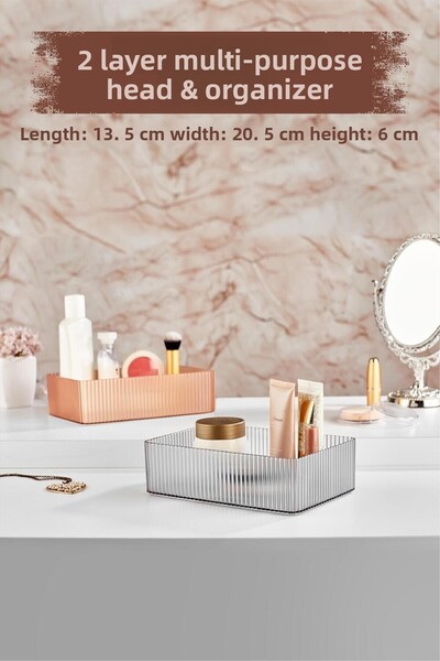 EWs صندوق مكياج قابل للاستخدام مكون من طبقتين وصندوق متعدد الأغراض ومنظم