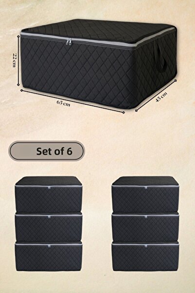 ADARYA HOME 6 أكياس كبيرة بنمط مبطن رمادي - 65x45x22 سم