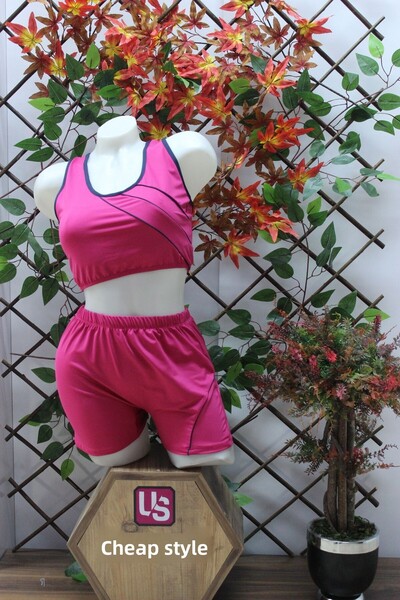 mikam Costum de baie în dungi pentru damă cu pantaloni scurți de înot - burete, ștampilă mare/piscină