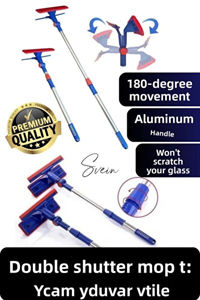 Svein Aparat telescopic de curățare cu două fețe - Mop practic pentru geamuri...