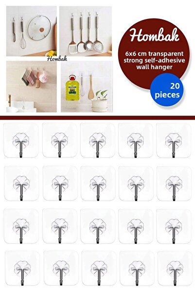 Hombak 20 de bucăți de agățătoare de perete autoadezive transparente și puter...