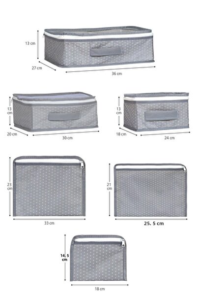 ALAS 6 Piece Suitcase Organizer with Polka Dots