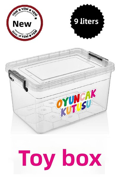 DEEMBRO Toy Storage Box 9 lt Organizer Children's Room In-Cabinet Locked Printed Toy Storage Container