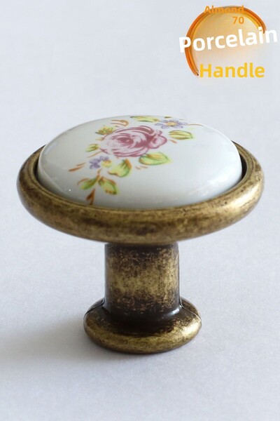 Badem10 Porțelan real (PREMIUM) Mobilier cu butoane florale Sertar de bucătărie Dulap dulap Mâner capac