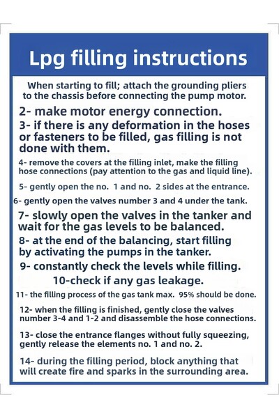 Emek İkaz Levhaları تعليمات تعبئة غاز البترول المسال علامة تحذير/تحذير