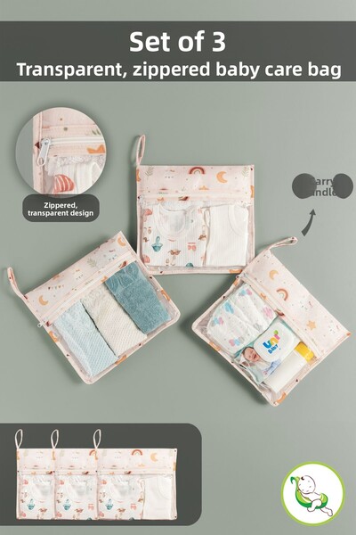 Meleni Baby مجموعة منظم حقائب السفر المكونة من 3 قطع - منظم حقيبة مستشفى السفر مع نافذة شفافة بسحاب