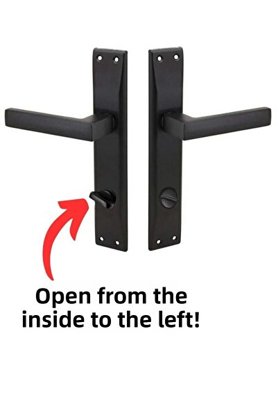 ARON OPENING FROM THE INTERIOR TO THE LEFT STAINLESS ELITE HANDLE MIRRORED MATTE BLACK DOOR HANDLE (BATHROOM - WC) LEFT