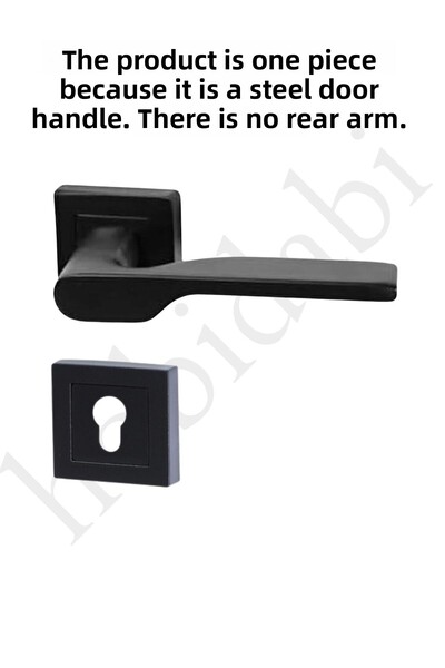 HOBİDABİ Black Zenit Design Door Handle Set - Eda Square Rosette Series - Steel Door Handle Yale Door Handle