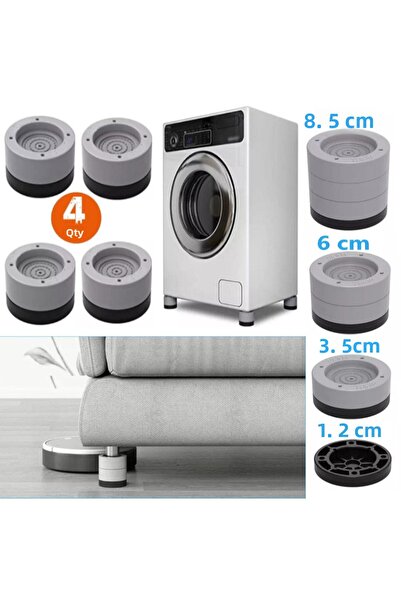 TİNEKE White Goods Leg Washing Machine Furniture Anti-Vibration Anti-Slip and 6 cm Riser Set of 4