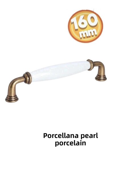 Porcellana Perla (16 سم) - أبيض - مقبض أثاث من البورسلين، غطاء مقبض، مقبض خزانة، مقبض درج - مقبض مطبخ ياقوتي 160 مم - STK2980