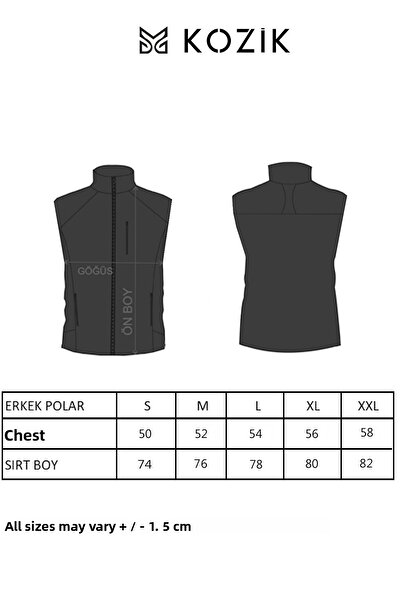 Kozik Vest Sleeveless 3 Pocket Men's Polar Daily Standard Comfortable Zip-up Polar Vest Men