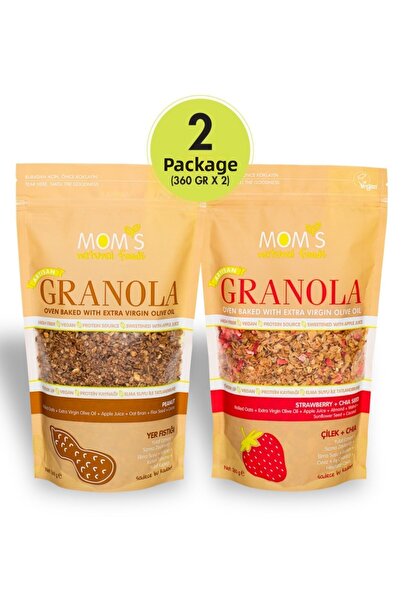 Mom's Natural Foods حزمة من 2 فراولة جرانولا تشيا 360 جرام - مبرد أرضي 360 جرام