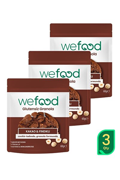Wefood جرانولا خالية من الجلوتين مع الكاكاو والبندق 60 جرام 3 عبوات