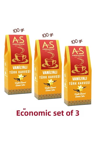 AS Kurukahvecisi 3-Piece Turkish Coffee Economical Set with Vanilla