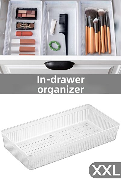 Meleni Home Sertar Modular Transparent și Organizator - Set Machiaj Baie 30,5x15 cm