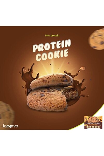 Laperva كوكيز البروتين، علبة من 20 قطعة، رقائق الشوكولاتة، منخفضة السعرات الحرارية، مناسبة لنظام الكيتو الغذائي.