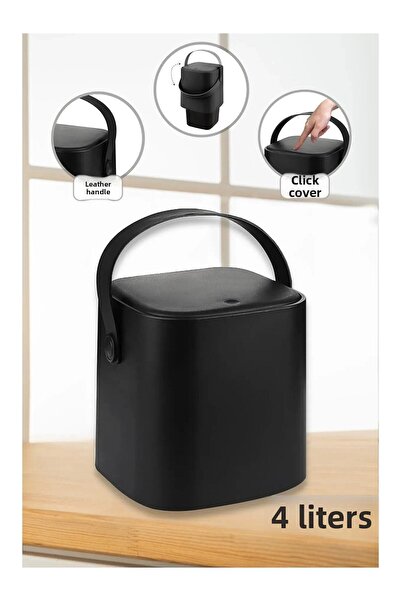 ALİNA HOME New Generation Smart Lid Leather Handle Countertop Kitchen Trash Can 4 Liters