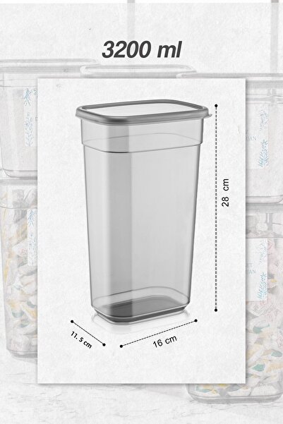Meleni Home 4 darabos Elina Jumbo feliratos téglalap alakú tárolóedény - tabletta mosószer tároló doboz készlet 3200 ml