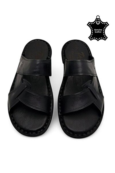 MAGIC SHOES Orthopedic Men's Slippers with All Genuine Leather and Heel Cushion System