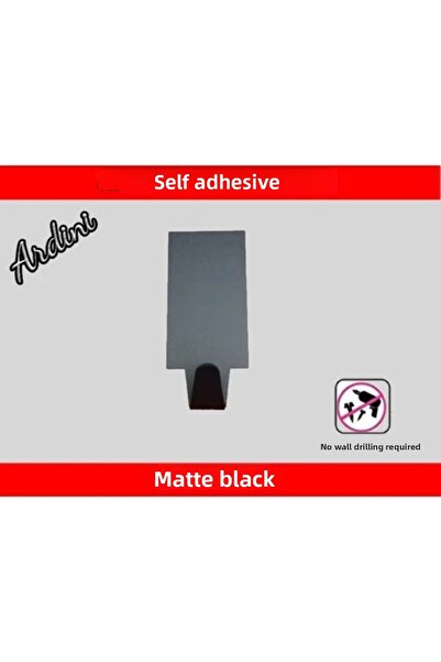 ardini Self Adhesive Pack of 4 Rectangular Matte Black Bathrobe Towel Rack