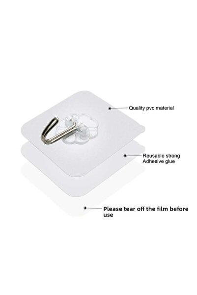 Keyfi Sepet 12 Pieces Transparent Strong Wall Hanger - Adhesive Suction Cup Hook Kitchen Bathroom Hanger