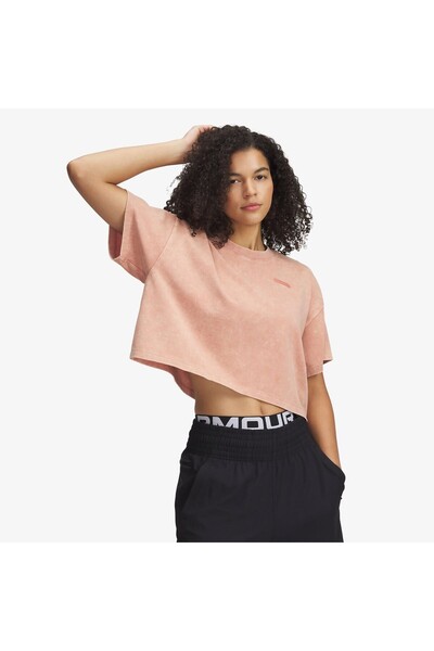 Under Armour Heavyweight Wash Women's Crop Pink T-Shirt
