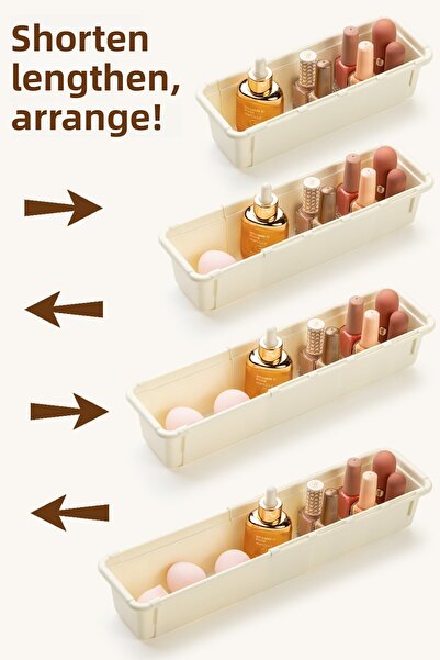 Meleni Home 12 Piece Expandable Makeup Organizer - Adjustable Modular Drawer Inside Jewelry Accessories Organizer