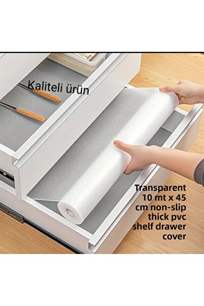 Blue Home Frigider PVC transparent de 10 Mt x 45 cm - anti-alunecare, sertar pentru masă, suport pentru pantofi Husă rezistentă la pete